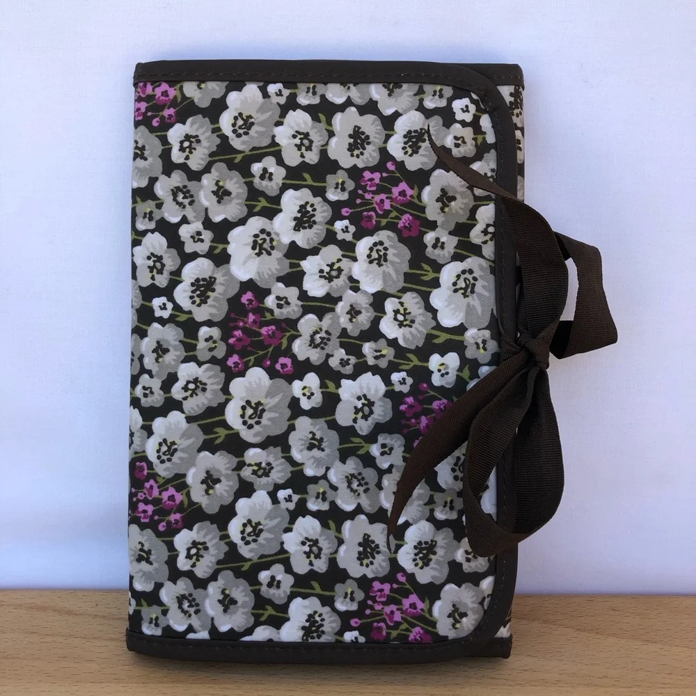 Thirty One Nylon Brown Pink Floral Foldable Organizer‎ Cottagecore Chic